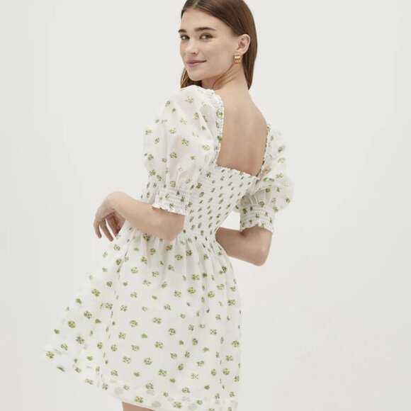 NWT Hill House Home The Organza Athena Nap Dress | Small Olive Floral Jacquard - Picture 3 of 8